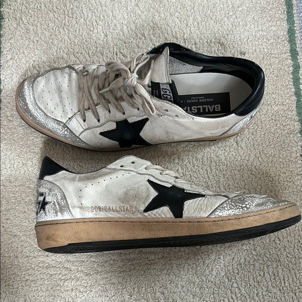 Golden Goose Men's White and Black Sneakers